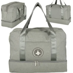 Handbagageväska grå 30x39x18 cm polyester, 5 fack med vattentätt fack