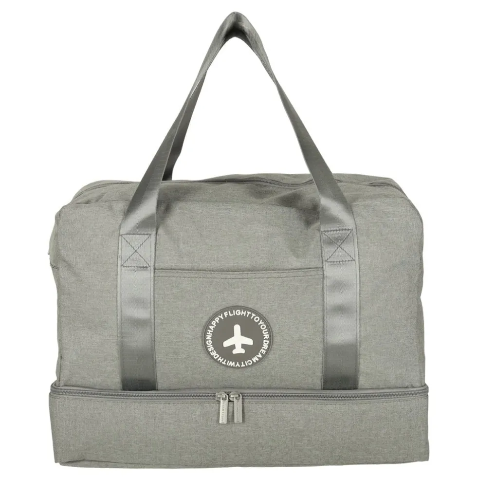 Handbagageväska grå 30x39x18 cm polyester, 5 fack med vattentätt fack