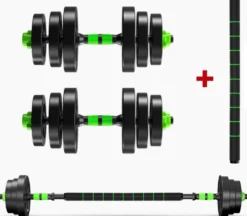 Hantel och skivstång kit 15kg GRÖN