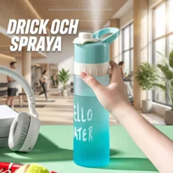 Hello Water Sprayflaska 650ml - Portabel Vattenflaska med Sprayfunktion för Camping, Gym och Utomhusaktiviteter