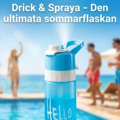 Hello Water Sprayflaska 650ml - Portabel Vattenflaska med Sprayfunktion för Camping, Gym och Utomhusaktiviteter