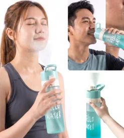 Hello Water Sprayflaska 650ml - Portabel Vattenflaska med Sprayfunktion för Camping, Gym och Utomhusaktiviteter