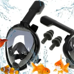 Helmask snorkelmask L/XL svart anti-im med dry-top, GoPro-fäste