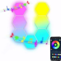 Hexagon LED vägglampa / RGB ljuspanel med app och fjärrkontroll