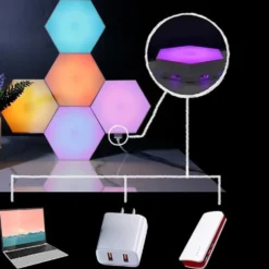 Hexagon LED vägglampa / RGB ljuspanel med app och fjärrkontroll