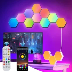 Hexagon LED vägglampa / RGB ljuspanel med app och fjärrkontroll