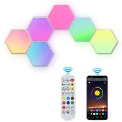 Hexagon LED vägglampa / RGB ljuspanel med app och fjärrkontroll