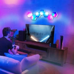 Hexagon LED vägglampa / RGB ljuspanel med app och fjärrkontroll