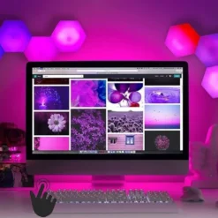 Hexagon LED vägglampa / RGB ljuspanel med app och fjärrkontroll