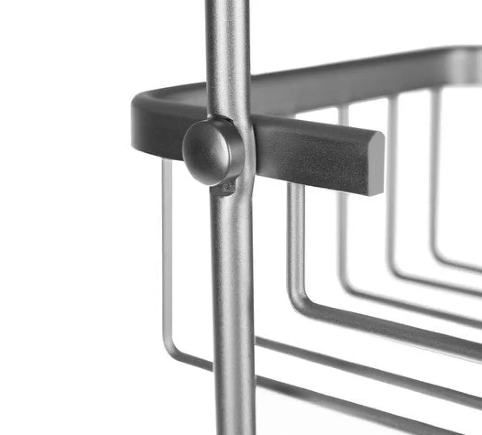 Hängande duschhylla 3 hyllor aluminium silver med sugkopp 63 cm