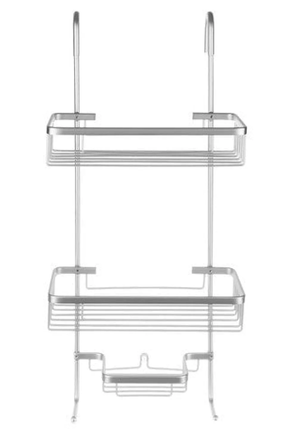Hängande duschhylla 3 hyllor aluminium silver med sugkopp 63 cm