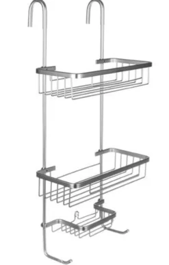 Hängande duschhylla 3 hyllor aluminium silver med sugkopp 63 cm