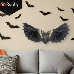Hängande fladdermus Halloween-dekoration 60 cm svart vikbar