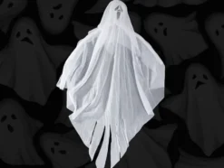 Hängande Halloween-dekoration spöke tyg/plast svart/vit 65 cm