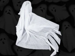 Hängande Halloween-dekoration spöke tyg/plast svart/vit 65 cm