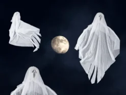 Hängande Halloween-dekoration spöke tyg/plast svart/vit 65 cm