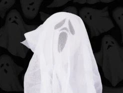 Hängande Halloween-dekoration spöke tyg/plast svart/vit 65 cm
