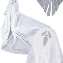 Hängande Halloween-dekoration spöke tyg/plast svart/vit 65 cm
