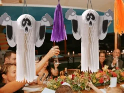 Hängande Halloween spöke 3D pappersdekoration vit 36 cm vikbar