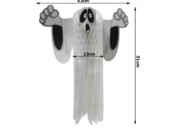 Hängande Halloween-spöke i papper 3D vit 51 cm