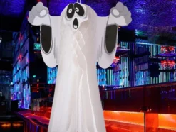 Hängande Halloween-spöke i papper 3D vit 51 cm