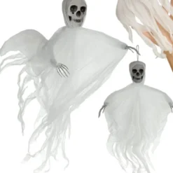 Hängande skelett Halloween-dekoration 70x60 cm vit, inomhus/utomhus