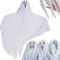 Hängande spöken 75 cm 3-pack vita Halloween-dekoration in/utomhus
