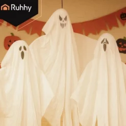 Hängande spöken 75 cm 3-pack vita Halloween-dekoration in/utomhus