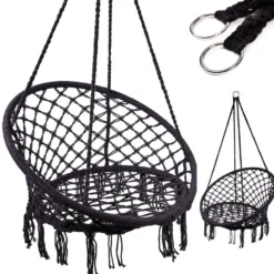 Hängfåtölj med metallram 150 kg svart 80 cm