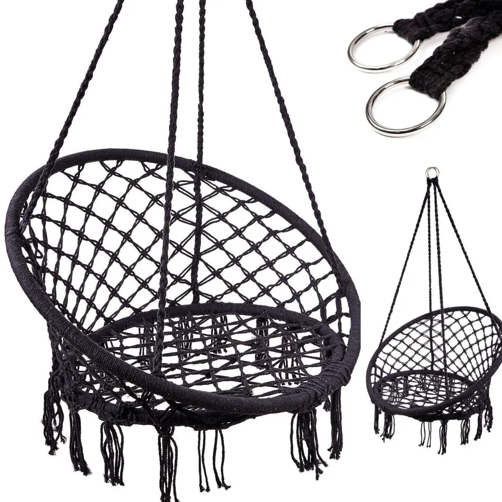 Hängfåtölj med metallram 150 kg svart 80 cm