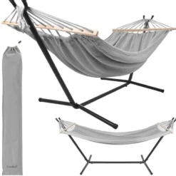 Hängmatta med stativ 200x100 cm