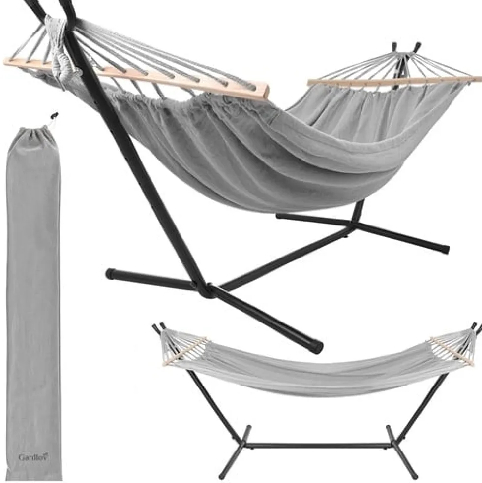 Hängmatta med stativ 200x100 cm