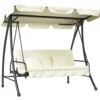 Hollywood gungställning, 3-sits, metall/polyester, vit, med liggfunktion, 200x125x170 cm