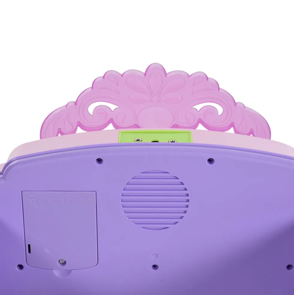 HOMCOM 32-tangenters elektroniskt keyboard för barn, musikaliskt leksakspiano för barn med mikrofon, pall, ljus, olika ljud, rytmer, melodier, MP3-karaoke, undervisningsläge, rosa