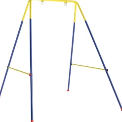 Hopfällbar gungställning för barn med 2 krokar och 4 stöttor, robust för 50 kg, A-form, 128x155x157 cm, blå