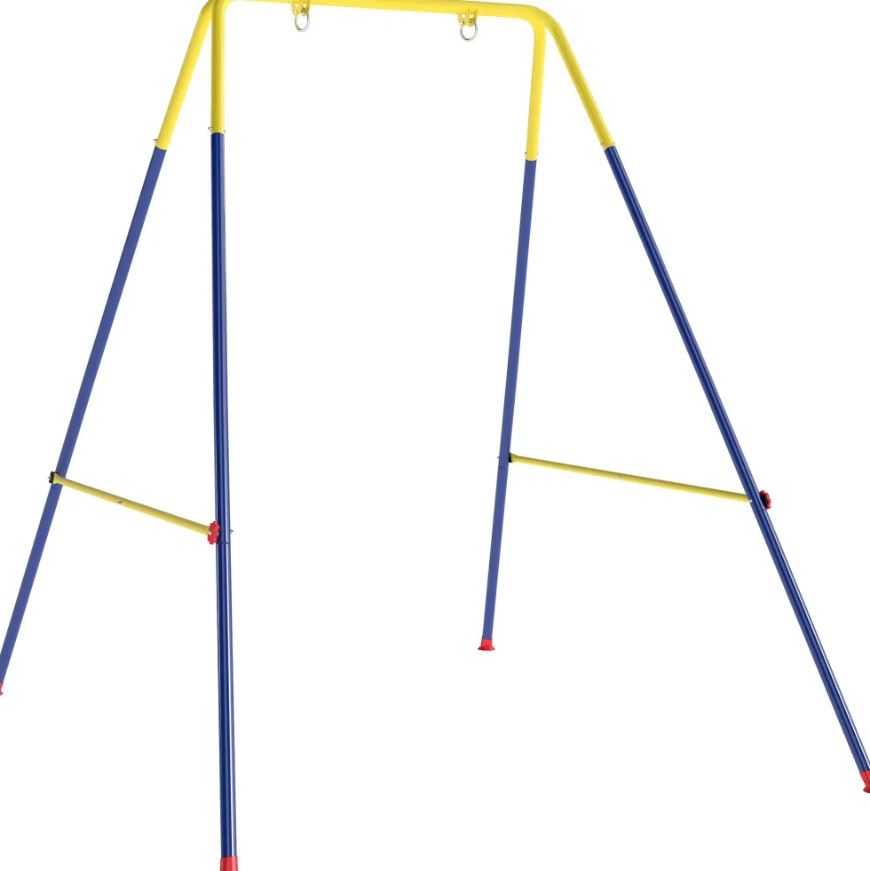 Hopfällbar gungställning för barn med 2 krokar och 4 stöttor, robust för 50 kg, A-form, 128x155x157 cm, blå