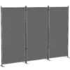 Hopfällbar rumsavdelare med 3 paneler, 260x180 cm, med metallram, UPF 30+, mörkgrå