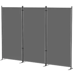 Hopfällbar rumsavdelare med 3 paneler, 260x180 cm, med metallram, UPF 30+, mörkgrå