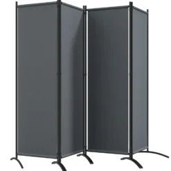 Hopfällbar rumsavdelare med 4 paneler, 221x172 cm, för inomhusbruk, mörkgrå