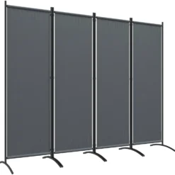 Hopfällbar rumsavdelare med 4 paneler, 221x172 cm, för inomhusbruk, mörkgrå