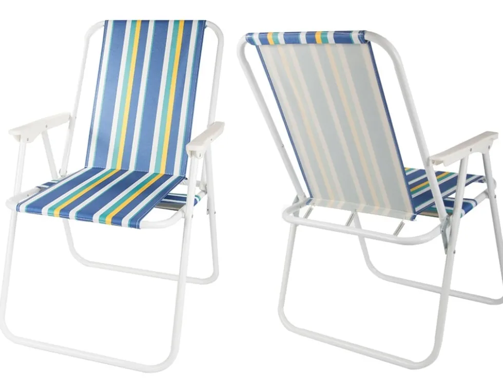 Hopfällbar solstol / Strandstol med armstöd