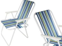 Hopfällbar solstol / Strandstol med armstöd