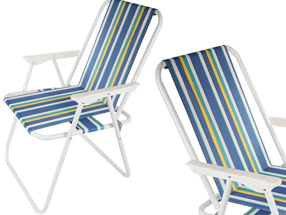 Hopfällbar solstol / Strandstol med armstöd