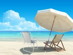 Hopfällbar solstol / Strandstol med armstöd