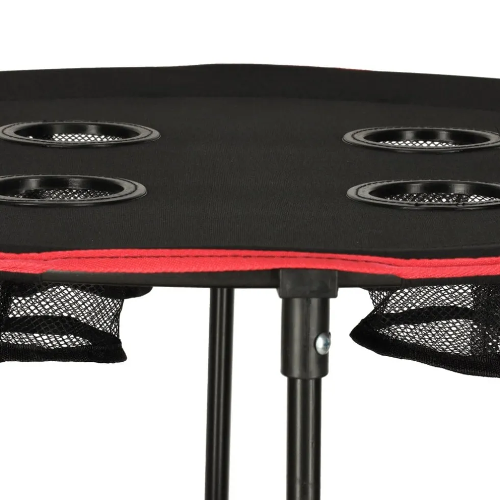 Hopfällbart campingbord 72 cm med dryckeshållare & transportväska