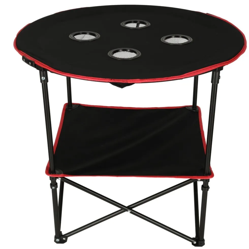 Hopfällbart campingbord 72 cm med dryckeshållare & transportväska