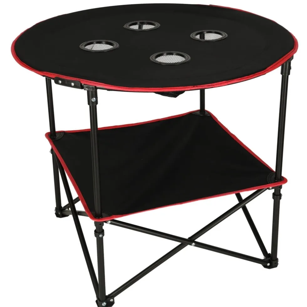 Hopfällbart campingbord 72 cm med dryckeshållare & transportväska