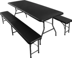 Hopfällbart campingbord med bänkar 180 cm