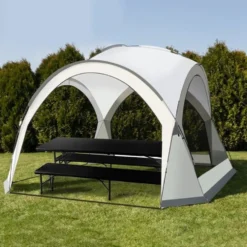 Hopfällbart campingbord med bänkar 180 cm
