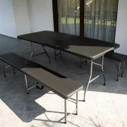 Hopfällbart campingbord med bänkar 180 cm